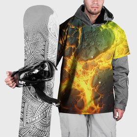 Накидка на куртку 3D с принтом Разлом плит  и неон в Петрозаводске, 100% полиэстер |  | 