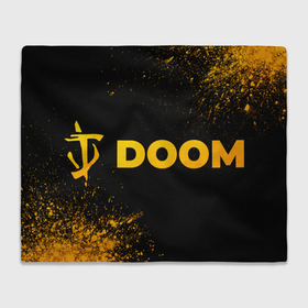 Плед 3D с принтом Doom   gold gradient: надпись и символ в Санкт-Петербурге, 100% полиэстер | закругленные углы, все края обработаны. Ткань не мнется и не растягивается | 