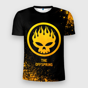 Мужская футболка 3D Slim с принтом The Offspring   gold gradient в Екатеринбурге, 100% полиэстер с улучшенными характеристиками | приталенный силуэт, круглая горловина, широкие плечи, сужается к линии бедра | 