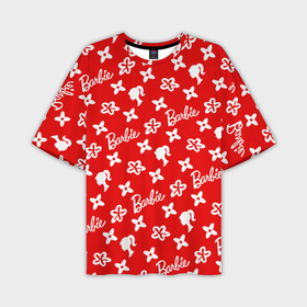 Мужская футболка oversize 3D с принтом Барби паттерн красный в Санкт-Петербурге,  |  | 