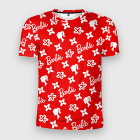 Мужская футболка 3D Slim с принтом Барби паттерн красный в Тюмени, 100% полиэстер с улучшенными характеристиками | приталенный силуэт, круглая горловина, широкие плечи, сужается к линии бедра | 