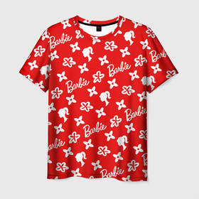Мужская футболка 3D с принтом Барби паттерн красный в Кировске, 100% полиэфир | прямой крой, круглый вырез горловины, длина до линии бедер | 