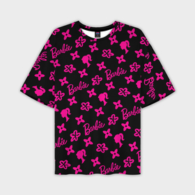 Мужская футболка oversize 3D с принтом Барби паттерн черно розовый в Санкт-Петербурге,  |  | 