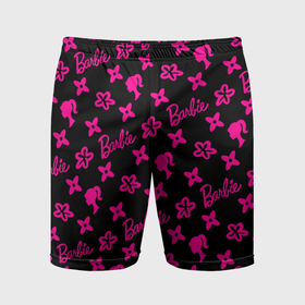 Мужские шорты спортивные с принтом Барби паттерн черно розовый в Кировске,  |  | 