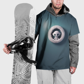 Накидка на куртку 3D с принтом Забавный зеленоглазый пришелец в Петрозаводске, 100% полиэстер |  | Тематика изображения на принте: 