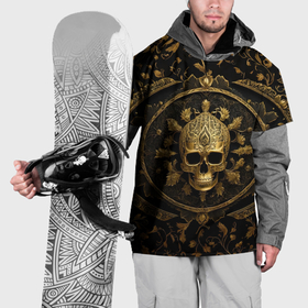 Накидка на куртку 3D с принтом Золотой череп с узорами в Петрозаводске, 100% полиэстер |  | Тематика изображения на принте: 