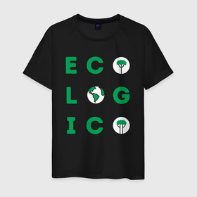 Мужская футболка хлопок с принтом Ecologic в Курске, 100% хлопок | прямой крой, круглый вырез горловины, длина до линии бедер, слегка спущенное плечо. | 