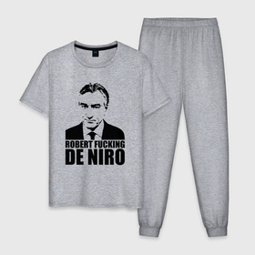 Мужская пижама хлопок с принтом Robert De Niro в Екатеринбурге, 100% хлопок | брюки и футболка прямого кроя, без карманов, на брюках мягкая резинка на поясе и по низу штанин
 | Тематика изображения на принте: 