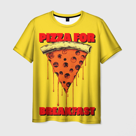 Мужская футболка 3D с принтом Пицца   Фаст фуд в Петрозаводске, 100% полиэфир | прямой крой, круглый вырез горловины, длина до линии бедер | 