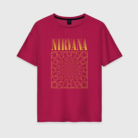 Женская футболка хлопок Oversize с принтом Nirvana лого в Белгороде, 100% хлопок | свободный крой, круглый ворот, спущенный рукав, длина до линии бедер
 | 