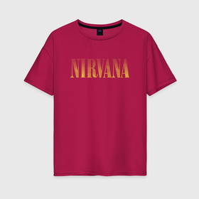 Женская футболка хлопок Oversize с принтом Nirvana logo , 100% хлопок | свободный крой, круглый ворот, спущенный рукав, длина до линии бедер
 | 
