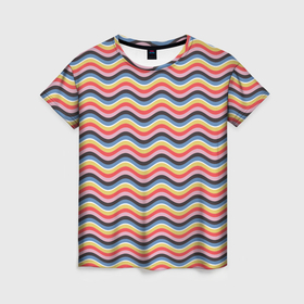 Женская футболка 3D с принтом В полоску в Санкт-Петербурге, 100% полиэфир ( синтетическое хлопкоподобное полотно) | прямой крой, круглый вырез горловины, длина до линии бедер | 