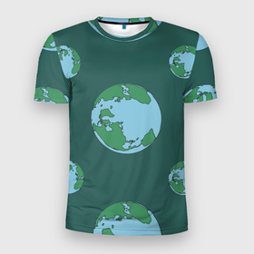 Мужская футболка 3D Slim с принтом Просто планета земля в Курске, 100% полиэстер с улучшенными характеристиками | приталенный силуэт, круглая горловина, широкие плечи, сужается к линии бедра | 