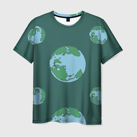 Мужская футболка 3D с принтом Просто планета земля в Курске, 100% полиэфир | прямой крой, круглый вырез горловины, длина до линии бедер | 