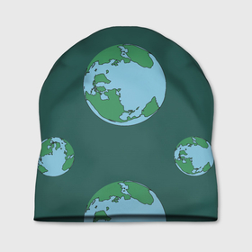 Шапка 3D с принтом Просто планета земля в Курске, 100% полиэстер | универсальный размер, печать по всей поверхности изделия | 