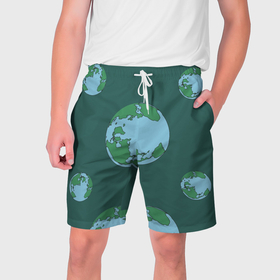 Мужские шорты 3D с принтом Просто планета земля в Курске,  полиэстер 100% | прямой крой, два кармана без застежек по бокам. Мягкая трикотажная резинка на поясе, внутри которой широкие завязки. Длина чуть выше колен | 