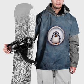 Накидка на куртку 3D с принтом Маленький забавный пингвинчик в Петрозаводске, 100% полиэстер |  | Тематика изображения на принте: 