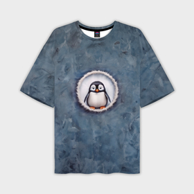 Мужская футболка oversize 3D с принтом Маленький забавный пингвинчик ,  |  | 