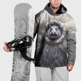 Накидка на куртку 3D с принтом Брутальный бегемот в Курске, 100% полиэстер |  | Тематика изображения на принте: 
