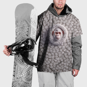 Накидка на куртку 3D с принтом Забавная белая обезьяна в Петрозаводске, 100% полиэстер |  | Тематика изображения на принте: 
