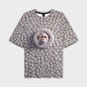 Мужская футболка oversize 3D с принтом Забавная белая обезьяна в Екатеринбурге,  |  | 