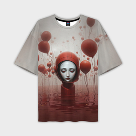 Мужская футболка oversize 3D с принтом Плакальщица на кровавом пруду ,  |  | 