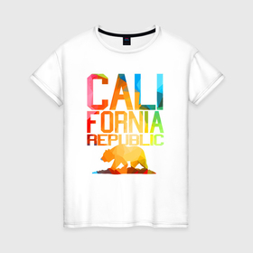 Женская футболка хлопок с принтом Republic California в Кировске, 100% хлопок | прямой крой, круглый вырез горловины, длина до линии бедер, слегка спущенное плечо | 
