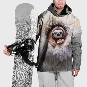 Накидка на куртку 3D с принтом Ленивец в меху в Петрозаводске, 100% полиэстер |  | Тематика изображения на принте: 