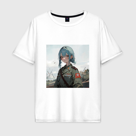 Мужская футболка хлопок Oversize с принтом Soviet Girls N121 в Петрозаводске, 100% хлопок | свободный крой, круглый ворот, “спинка” длиннее передней части | 