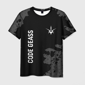 Мужская футболка 3D с принтом Code Geass glitch на темном фоне: надпись, символ , 100% полиэфир | прямой крой, круглый вырез горловины, длина до линии бедер | 