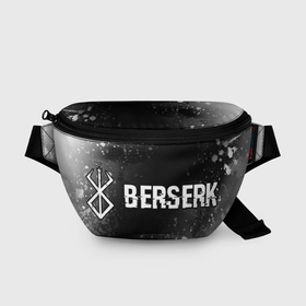 Поясная сумка 3D с принтом Berserk glitch на темном фоне: надпись и символ в Тюмени, 100% полиэстер | плотная ткань, ремень с регулируемой длиной, внутри несколько карманов для мелочей, основное отделение и карман с обратной стороны сумки застегиваются на молнию | 
