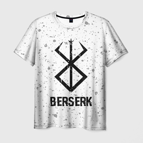 Мужская футболка 3D с принтом Berserk glitch на светлом фоне в Новосибирске, 100% полиэфир | прямой крой, круглый вырез горловины, длина до линии бедер | 