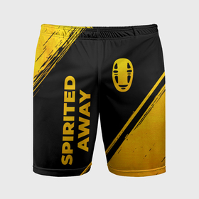 Мужские шорты спортивные с принтом Spirited Away   gold gradient: надпись, символ ,  |  | Тематика изображения на принте: 