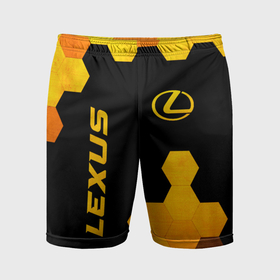 Мужские шорты спортивные с принтом Lexus   gold gradient: надпись, символ в Курске,  |  | 