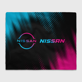 Плед 3D с принтом Nissan   neon gradient: надпись и символ в Санкт-Петербурге, 100% полиэстер | закругленные углы, все края обработаны. Ткань не мнется и не растягивается | 