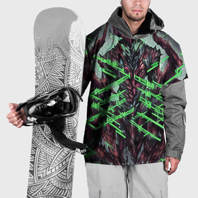 Накидка на куртку 3D с принтом Зелёный элементаль киберпанк в Петрозаводске, 100% полиэстер |  | Тематика изображения на принте: 