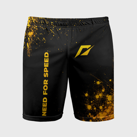 Мужские шорты спортивные с принтом Need for Speed   gold gradient: надпись, символ ,  |  | 