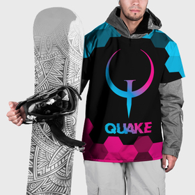 Накидка на куртку 3D с принтом Quake   neon gradient в Санкт-Петербурге, 100% полиэстер |  | 