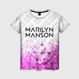 Женская футболка 3D с принтом Marilyn Manson rock legends: символ сверху в Курске, 100% полиэфир ( синтетическое хлопкоподобное полотно) | прямой крой, круглый вырез горловины, длина до линии бедер | 