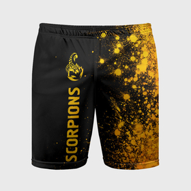 Мужские шорты спортивные с принтом Scorpions   gold gradient: по вертикали в Санкт-Петербурге,  |  | 