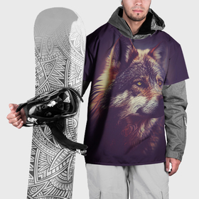 Накидка на куртку 3D с принтом Задумчивый волк в Петрозаводске, 100% полиэстер |  | Тематика изображения на принте: 