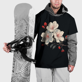 Накидка на куртку 3D с принтом Цветки вишни в Петрозаводске, 100% полиэстер |  | Тематика изображения на принте: 