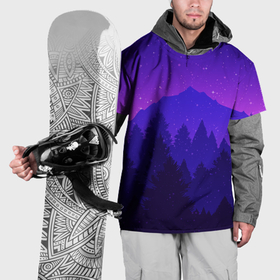 Накидка на куртку 3D с принтом Рассвет в хвойном лесу в Петрозаводске, 100% полиэстер |  | Тематика изображения на принте: 