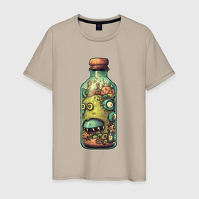 Мужская футболка хлопок с принтом Monster in Bottle: Grand Erik в Петрозаводске, 100% хлопок | прямой крой, круглый вырез горловины, длина до линии бедер, слегка спущенное плечо. | 