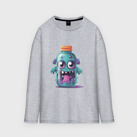 Мужской лонгслив oversize хлопок с принтом Monster in Bottle: Gorgonella в Рязани,  |  | 