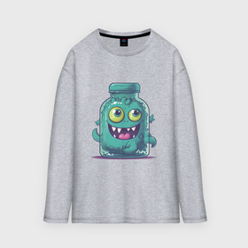 Мужской лонгслив oversize хлопок с принтом Monster in Bottle: Fangsley в Рязани,  |  | 