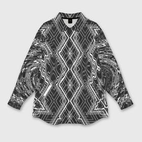 Мужская рубашка oversize 3D с принтом Черно белый узор Искаженная геометрия в Екатеринбурге,  |  | 