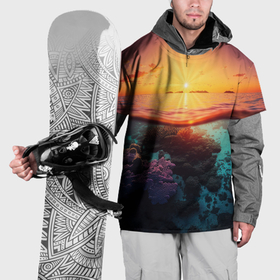 Накидка на куртку 3D с принтом Закат   море в Петрозаводске, 100% полиэстер |  | Тематика изображения на принте: 