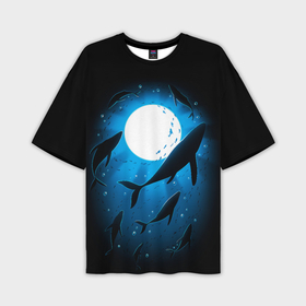 Мужская футболка oversize 3D с принтом Киты под водой в Тюмени,  |  | 