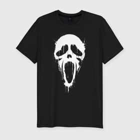 Мужская футболка хлопок Slim с принтом Scream   mask в Новосибирске, 92% хлопок, 8% лайкра | приталенный силуэт, круглый вырез ворота, длина до линии бедра, короткий рукав | 